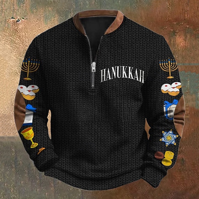 Hombre Sudadera Sudadera con un cuarto de cremallera Negro Verde Ejército Azul Real Media cremallera Graphic Bloque de color Letra Deporte Diario Festivos Poliéster Ropa de calle Casual Otoño invierno 2025 - $21.99 –P3