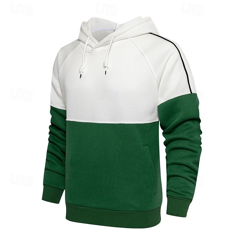 Hombre Sudadera Sudadera Con Capucha Negro Verde Trébol Gris Con Capucha Bloque de color Bloque de Color Bolsillo delantero Deporte Casual Diario Ropa de calle Fresco Ropa deportiva Otoño invierno 2025 - $27.99 –P3