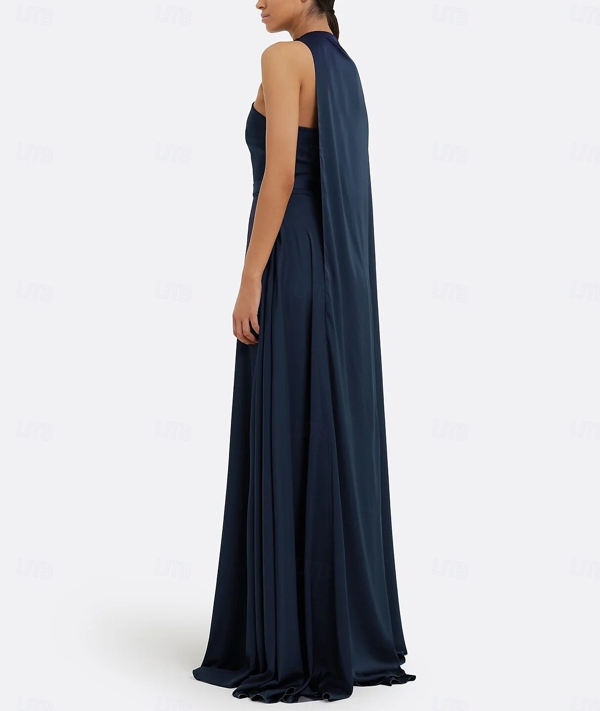 Vestido de Festa Longo A-Line Elegante Vestido Formal Casamento Sem Mangas Ombro Único Capas Satin Stretch com Pregas de 2025 por $142.99 –P2