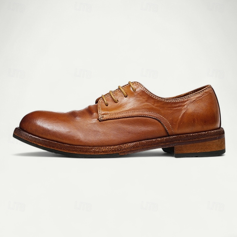 Herren Elegante Schuhe Spaziergang Leder Italienisches Vollnarbenleder Bequem Rutschfest Schnürung Schwarz Braun Kaffee 2025 - $229.99 –P5