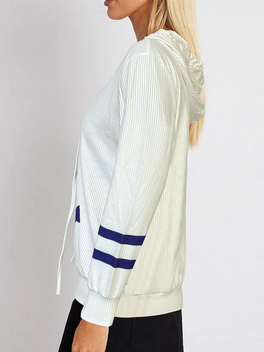Mulheres Pulôver Moletom Com Capuz Gráfico Casual Manga Longa Com Capuz Tops regulares Rua Dia a Dia Branco Outono Inverno de 2025 por $28.99 –P3