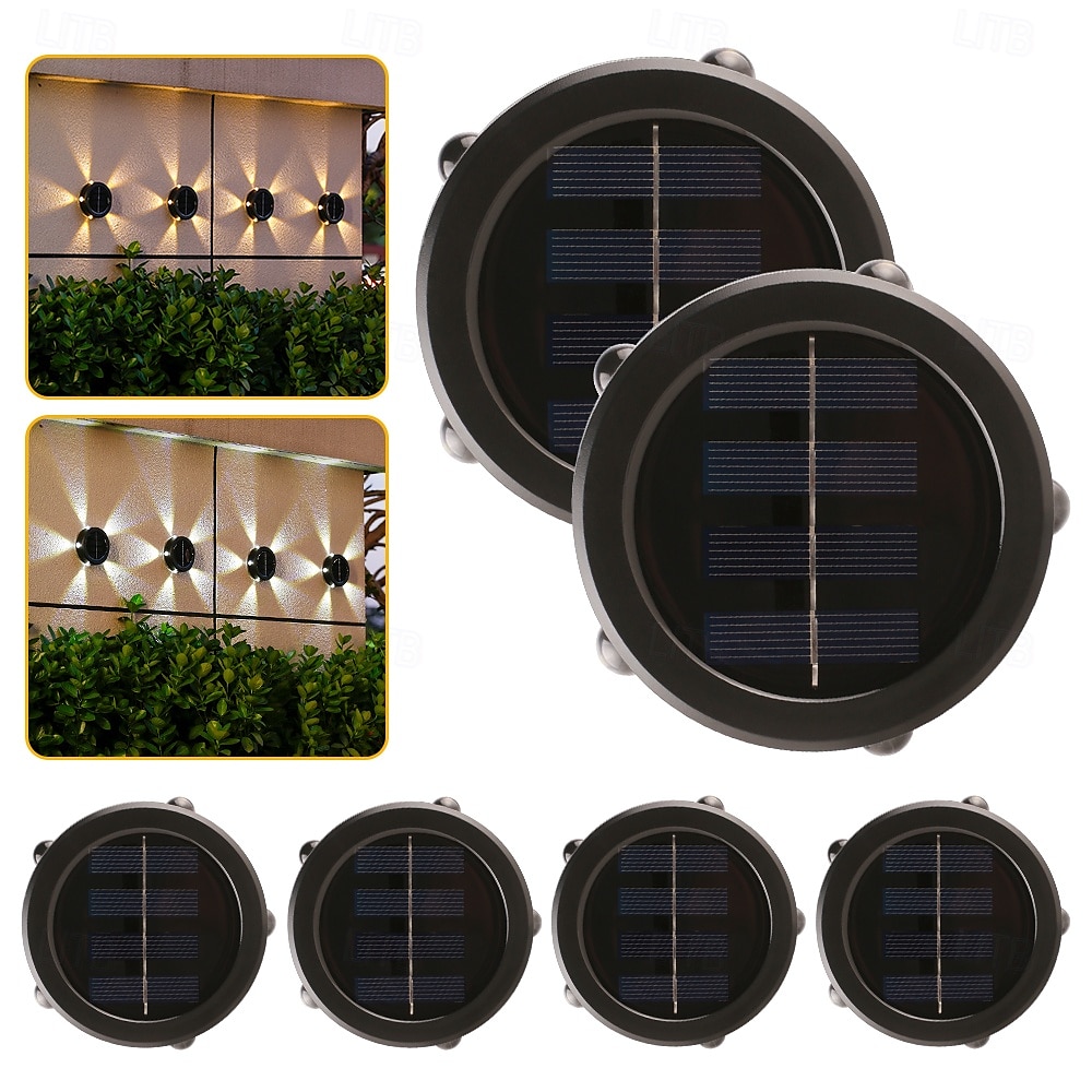 1 lampada da parete solare impermeabile per esterni con 5 fasci LED, illuminazione per cortile, giardino, recinzione, balcone, scala del 2025 a $8.49 –P13