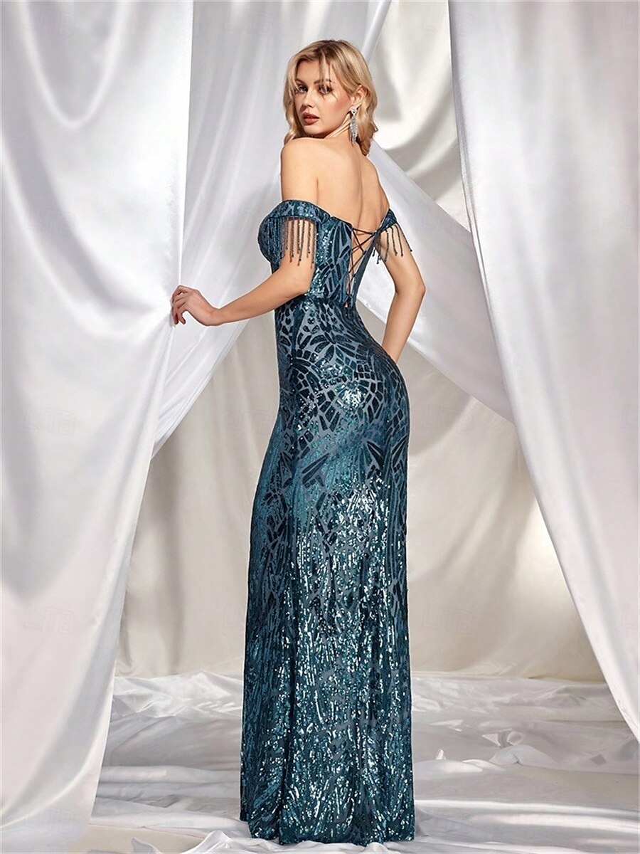 Zeemeermin  Trompet Quinceanera Jurken Elegante Jurk Formele Bruiloft Vloerlengte Mouwloos Spaghetti Band Polyester met Beading Sequin 2025 - $129.99 –P7