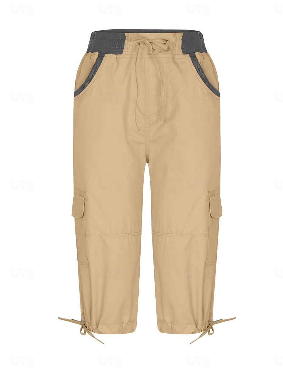 Dam Militärbyxor Semester Mode Streetwear Vadlängd Hög midja Slät Ficka Bekväm Mjuk Microelastisk Utomhus Gata Gul-Brun Svart Vit Orange Sommar Normal 2025 - $29.99 –P13
