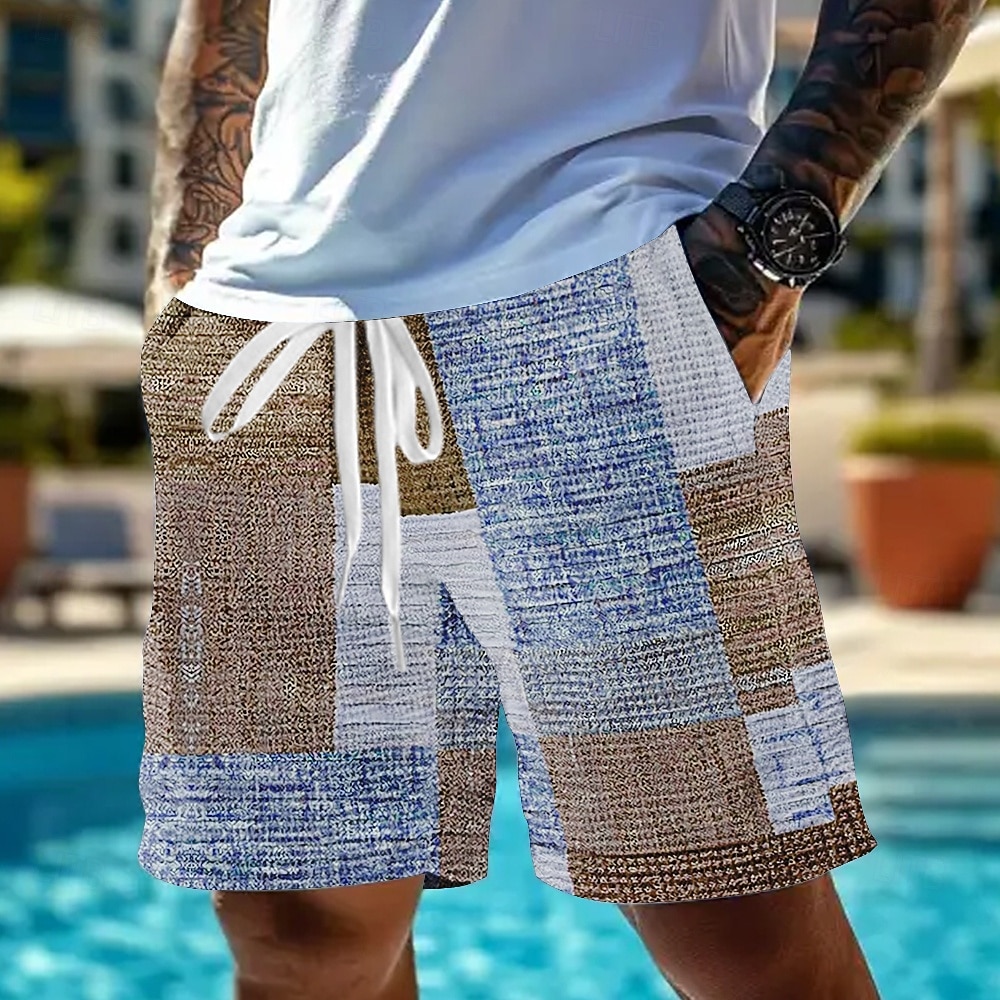 Homme Géométrique Bloc de Couleur Patchwork Short gaufré Shorts de survêtement Short décontracté Taille Moyenne Mode Décontractée Vacances Jogging Entraînement Taille élastique avec cordon de serrage de 2025 ? $21.99 –P4
