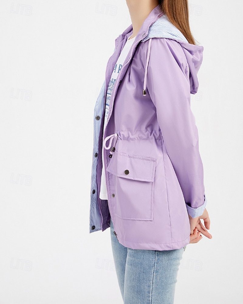 Dam Trenchcoat Håller värmen Bekväm Dragkedja Ficka Mode Utomhus Slät Utekväll Helgen Dragkedja Normal Huva Normal Långärmad Ytterkläder Svart Gul Vin Höst Vinter 2025 - $38.99 –P5