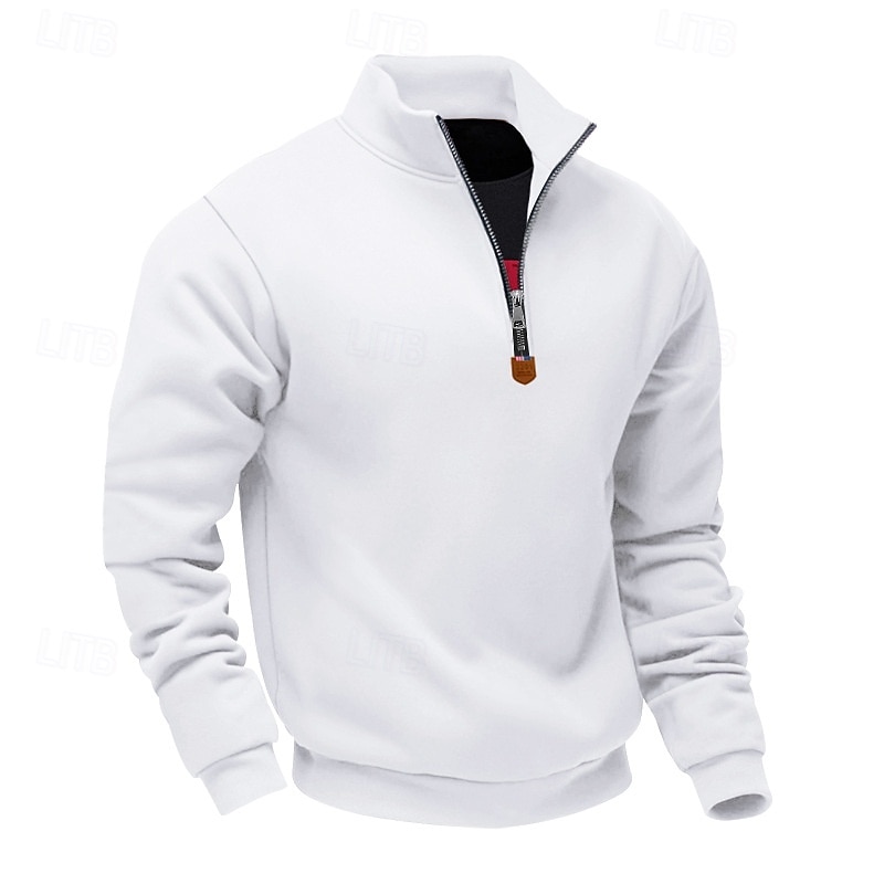 Hombre Sudadera Sudadera con un cuarto de cremallera Albaricoque Negro Blanco Vino Rojo Media cremallera Plano Deporte Diario Festivos Poliéster Ropa de calle Básico Casual Primavera Otoño Ropa 2025 - $21.99 –P8
