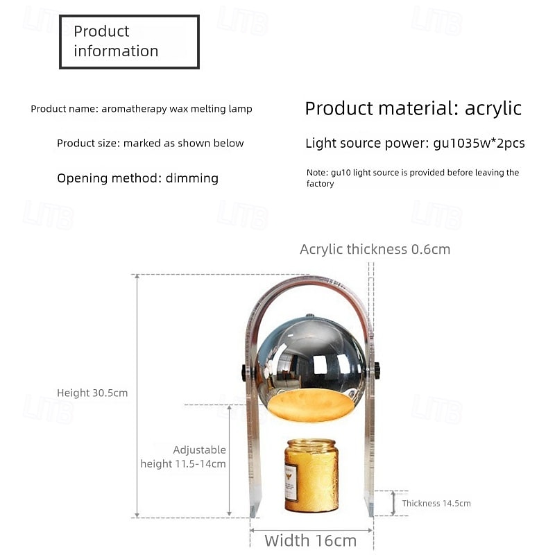 Scalda candele a cera regolabile in altezza, lampada da tavolo con supporto in acrilico, scalda-aromaterapia per camera da letto, scalda-fragranze da comodino (interruttore dimmer temporizzato) del 2025 a $123.99 –P6