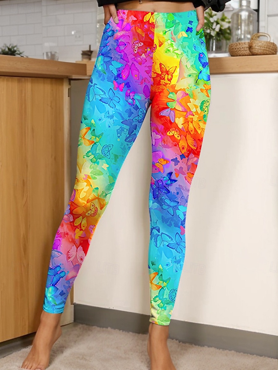 Dame Leggings Årgang Mote Fritid Full lengde Høy Midje Grafisk Gradert Printer Pustende Myk Elastisk Feriereise Avslappet Daglig Lilla Rødstrupe-egg Blå Gul Grønn Sommer Vår Slank Fasong 2025 - $18.99 –P1