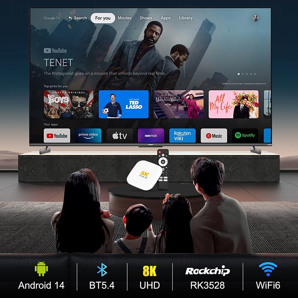android 14 smart tv box h96 max m2 plus rockchip rk3528 1000m lan wifi6 bluetooth 5.4 8k 4k bt с голосовым гироскопом пультом дистанционного управления телеприставка медиаплеер 2025 - $41.99 –P12