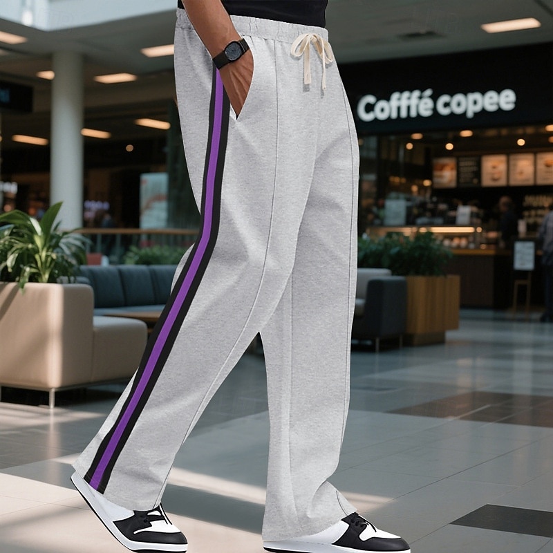 Men's Sweatpants Trousers Casual Pants Running Pants Sports Pants Drawstring Side Stripe Elastic Waist Color Block Comfort Full Length Outdoor Casual Daily Streetwear Hip Hop Black Khaki 2025 - $21.99 –P2