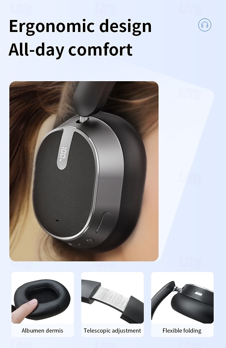 Hybrid Active Noise Cancelling Headphones Wireless Over Ear Bluetooth Headphones Foldable Wireless Headset 60H Playtime Hi-Res Audio Deep Bass Memory Foam Ear Cups Perfect for Travel & Office 2025 - $47.99 –P4