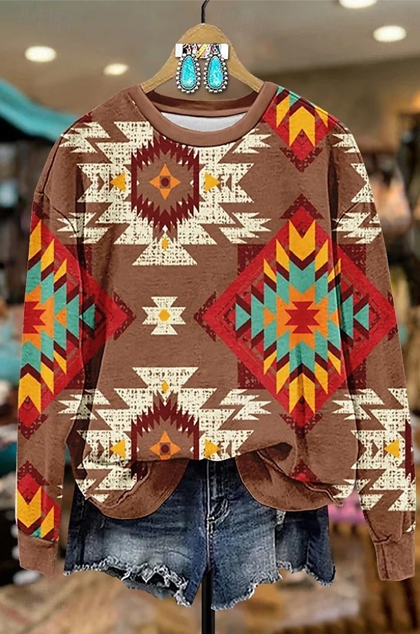 Women's Pullover Sweatshirt Floral Graphic Warm Vintage Gothic Lolita Long Sleeve Crew Neck Regular Tops Street Dailywear Casual Print Light Pink Red Brown Green Beige Spring Fall Winter 2025 - $24.99 –P3