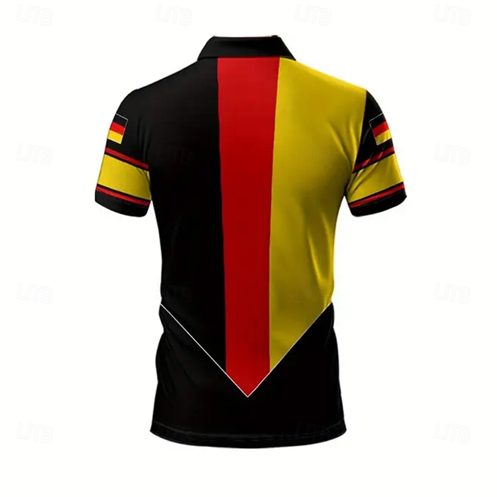Voor heren Duitse vlag Polo Korte mouw Poloshirt Strijkijzer Casual / Dagelijks Sportkleding Knop Zomer Zwart 2026 - $20.99 –P3