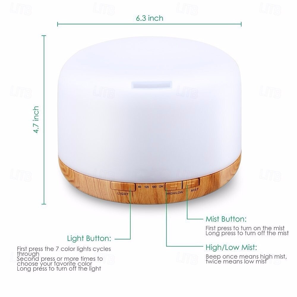 aromaterapi essensiell olje hjemmediffuser med fjernkontroll, 300 ml stor rom kjølig tåke luftfukter, 8 timer stille drift, timer, 7 farger LED natt natt, egnet for hjem, yoga 2025 - $31.99 –P3