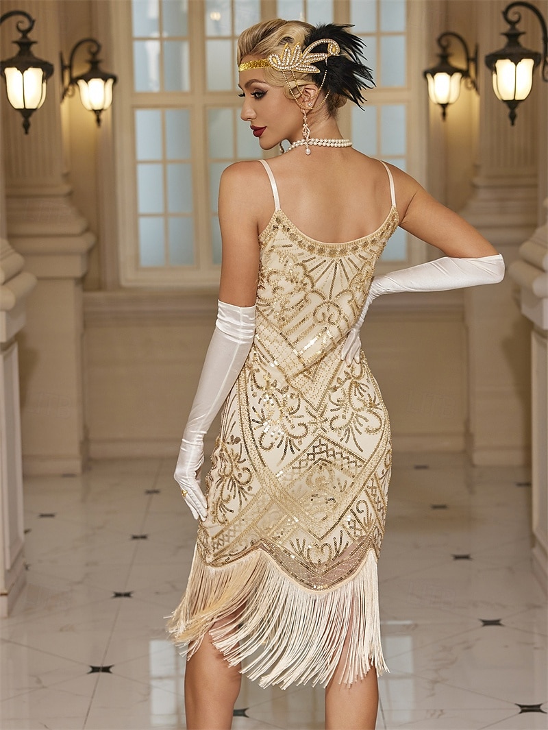 Retro / vintage Glada 20-talet 1920-talet Flapper-klänning Klänningar Kläder Den store Gatsby Bröllopsgäst Paljetter Tofs Maskeradkläder Dam Jul Halloween Karnival Fest / afton Bröllopsfest Möhippa 2025 - $42.99 –P17