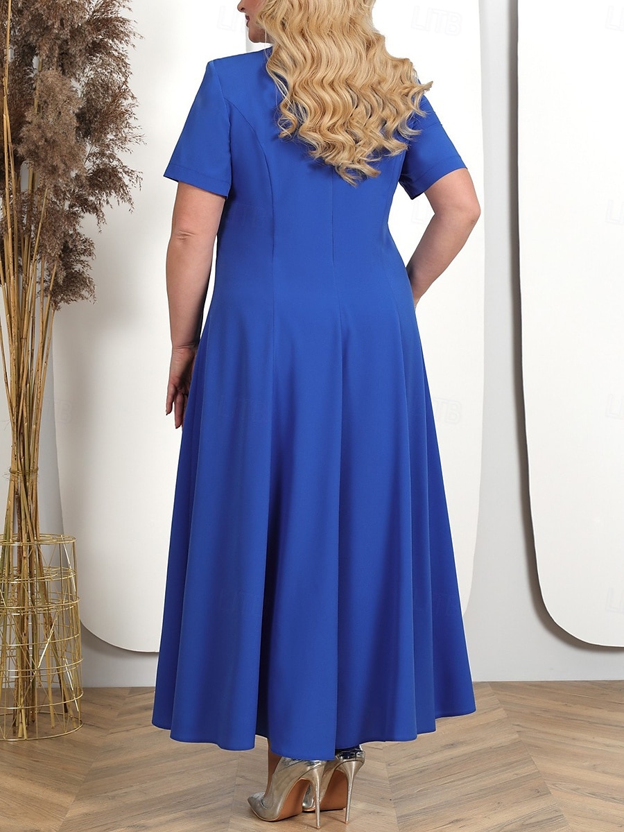 Per donna Taglie Forti Abito Semi-Formale Colore Puro Girocollo Mezza Manica Estate Primavera Elegante Abito Midi Formale Feste Vestito del 2025 a $44.99 –P6