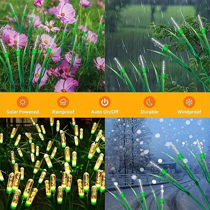 2 шт. солнечный светлячок садовый светильник пузырьковый тростник качающийся газонный светильник для патио двора крыльца гаража дорожки праздничного ландшафтного украшения 2026 - $22.99 –P9