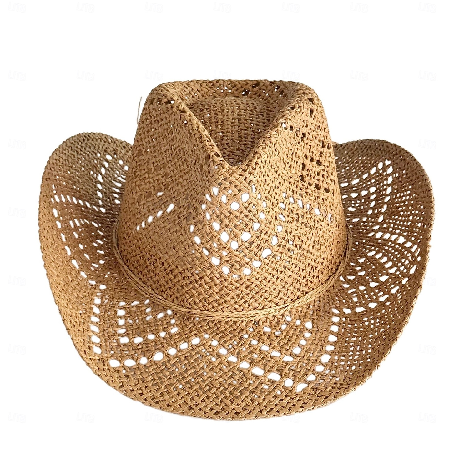 1 stk. elegant damehatt med strå og bred brem, lett og pustende sommerhatt for strandaktiviteter, uformell &formelle arrangementer, tilbehør til arrangementer 2025 - $44.99 –P6