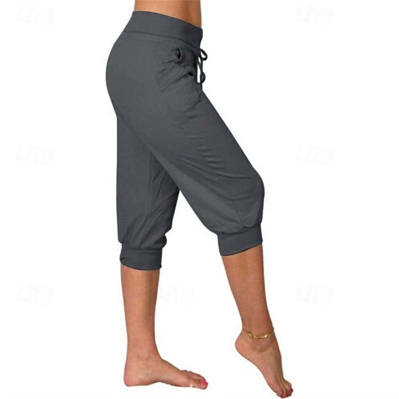 Dame Capri-bukser Søndagsshorts Gatemote Fritid Kalv lengde Medium Midje عادي Elastisk midje Snorer Pusteevne Myk Mikroelastisk Feriereise Gate Dagligdagstøy Svart Rosa Navyblå Grønn Sommer Normal 2025 - $16.99 –P8