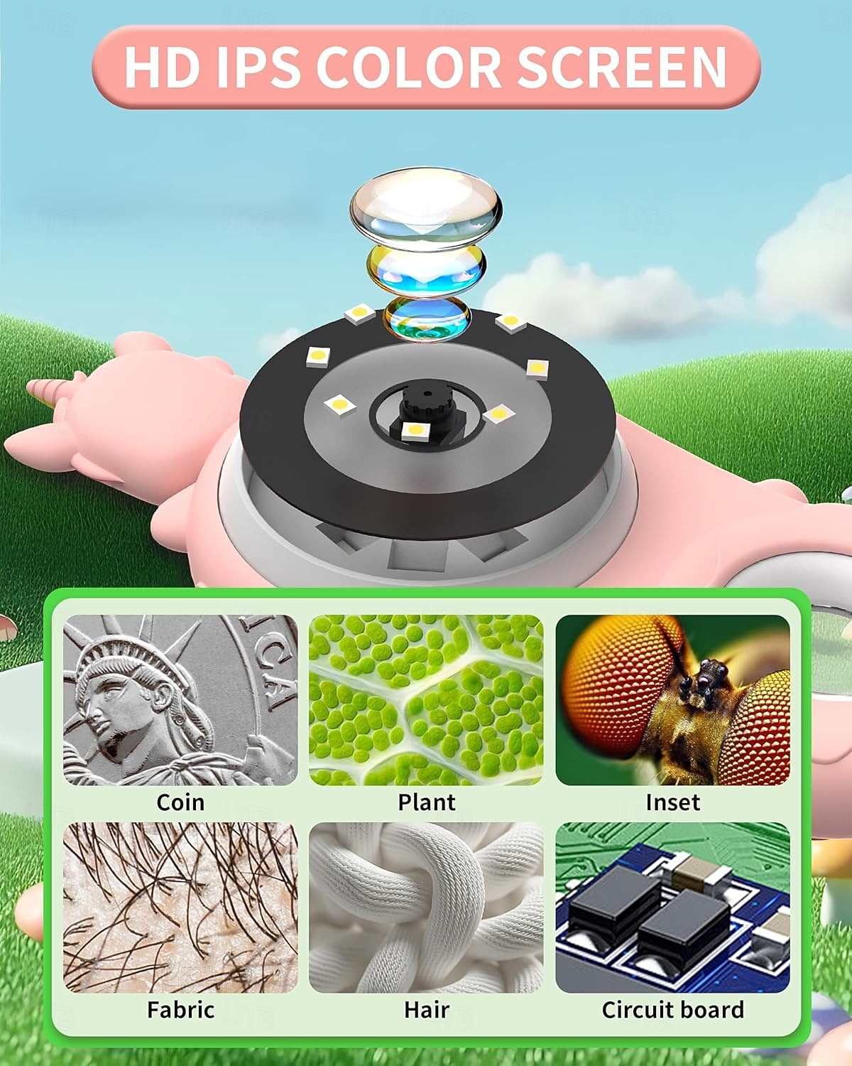 Microscope for Kids, Educational Science Kit Toys Portable Handheld Magnifying Glass, Macro Fixed Focus Digital Kid Microscopes Up to 500x Magnification,4X Zoom, Interactive Learning 2025 - $63.99 –P6