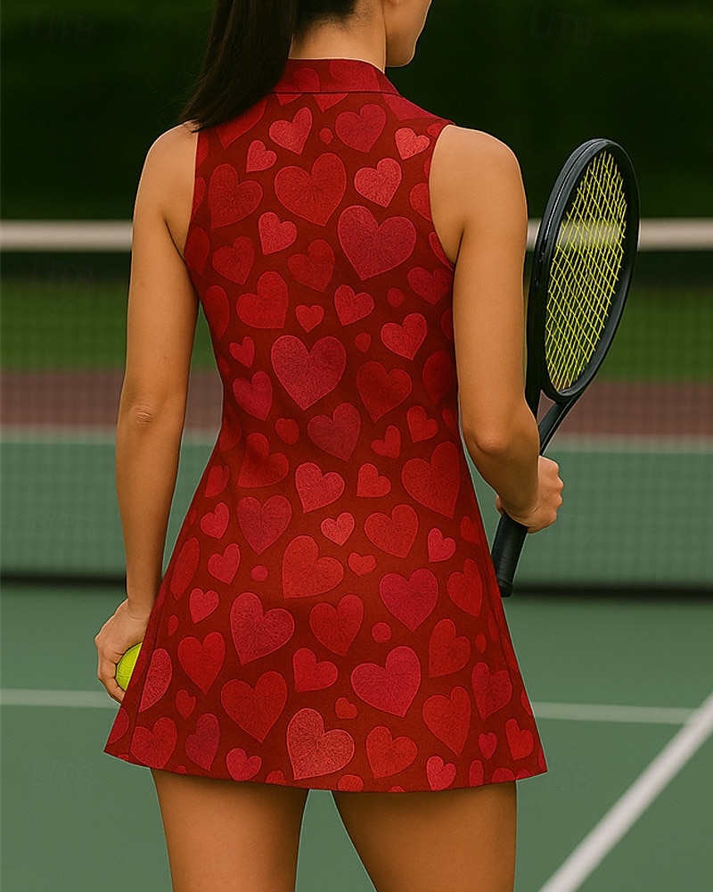 Women's Heart Tennis Dress Golf Dress Sleeveless Dress Sleeveless Zipper High Elasticity Breathable Tennis Golf Badminton Polo Collar Dress Pink Army Green Red Tennis Clothing 2026 - $26.99 –P2