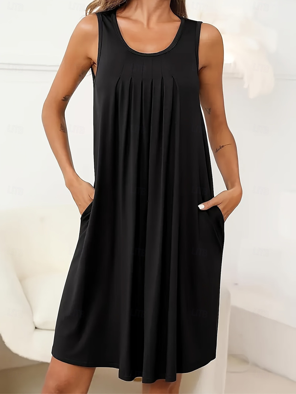 Dámské Midi šaty Slip Dress Na běžné nošení Domů Denní Volný Grafika Bez rukávů Tričkový Bordó Černá Oceánová modř Fialová Léto 2025 - $21.99 –P5