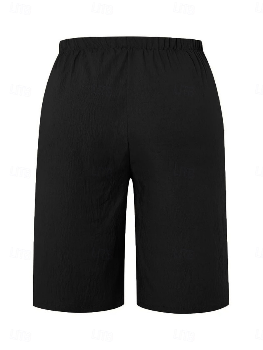 Per donna Chinos Shorts Essenziale Casual Lunghezza al ginocchio Vita Alta Semplice Fascia Elastica Comodo Morbido Confortevole Micro-elastico All'aperto Streetwear Nero Arancione Verde Cachi Estate del 2025 a $18.99 –P6