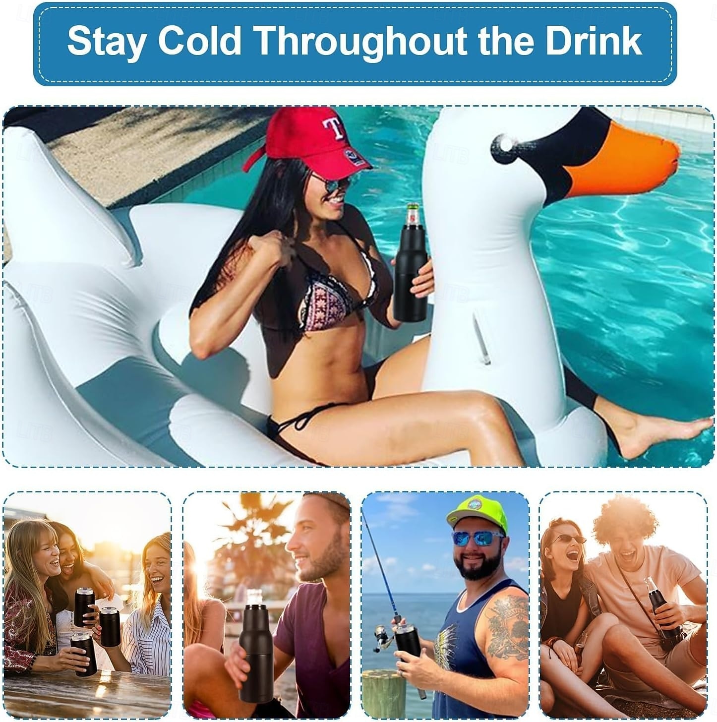 ψυγείο μπουκαλιών και κουτιών μπύρας, θήκη μπύρας από ανοξείδωτο ατσάλι με μόνωση κενού με ανοιχτήρι, ταιριάζει σε λεπτά κουτιά και μπουκάλια, ψυγείο ποτών με διπλό τοίχωμα για άνδρες, μαύρο μεσάνυχτα 2025 - $20.99 –P8