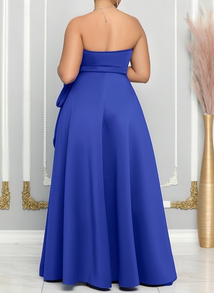 A-Line Wedding Guest Dresses Elegant Dress Wedding Guest Engagement Floor Length Sleeveless Sweetheart Satin with Slit Butterfly 2025 - $156.99 –P2