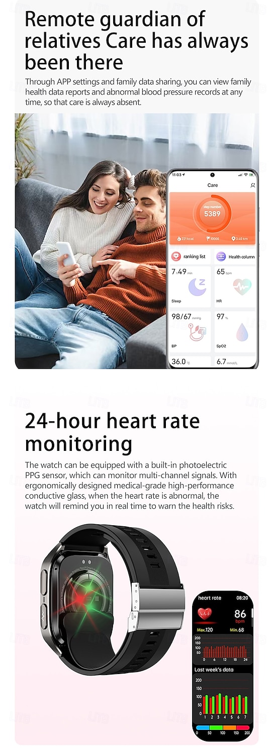 Воздушный насос Тип подушки точное измерение артериального давления ЭКГ электрокардиограмма мониторинг температуры шагомер Совместимость Bluetooth вызов с Android iOS Для женщин мужчин Долгий режим 2026 - $153.99 –P8