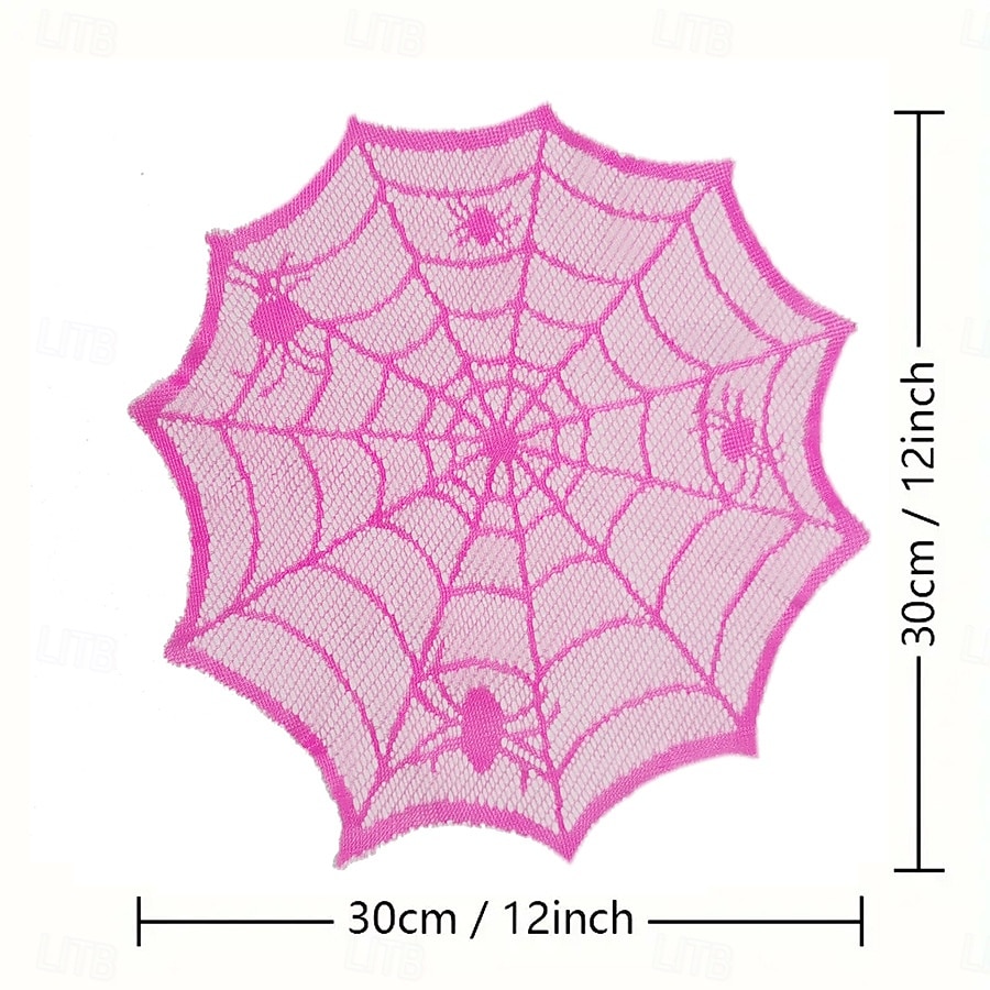 2025年 ハロウィーンの黒いレースの蜘蛛の巣のテーブルマット、蜘蛛の巣模様のプレースマット、あらゆる機会に使えるホームアクセサリー  コレクション – $10.49 –P8