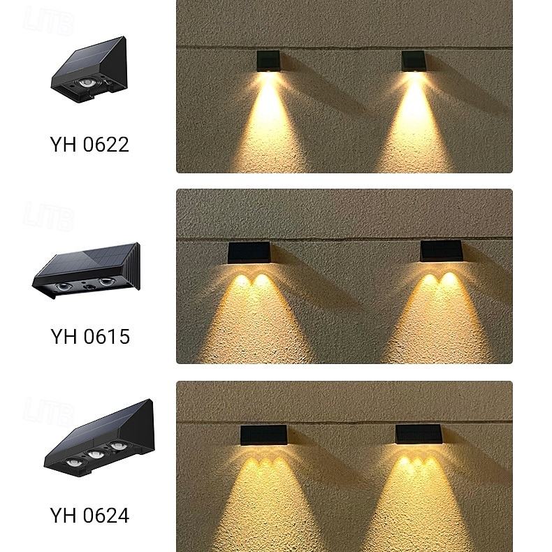 Настенные светильники на солнечных батареях, уличные, 1/2/3 светодиодные линзы, светильники для ограждения, работающие от электричества, водонепроницаемые, теплого белого цвета, с автоматическим 2026 - $16.99 –P17