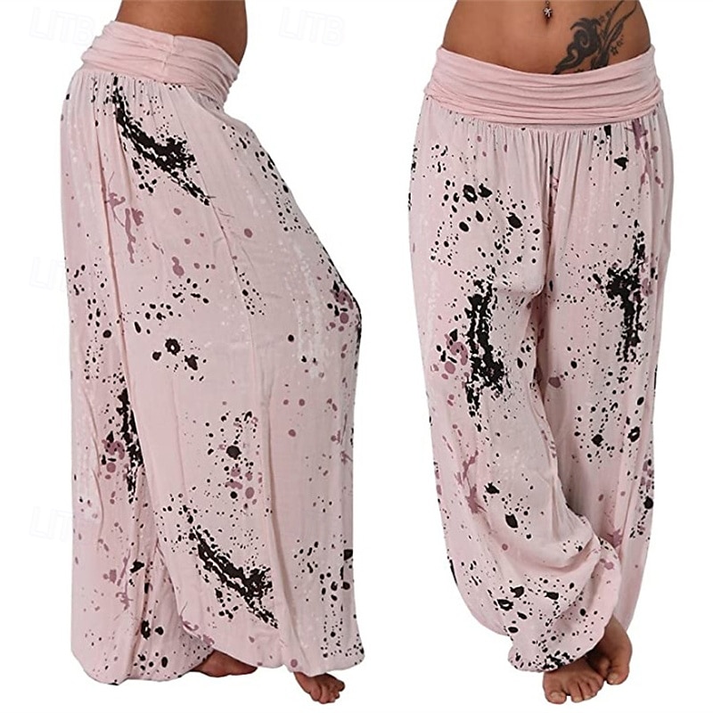 Mujer Pantalones Pantalones palazzo Moda Boho Longitud total Media cintura Estampado Cintura elástica Confortable Cómodo Microelástico Calle Ropa Cotidiana Noche Blanco Amarillo Rosa Verde Ejército 2025 - $19.99 –P15