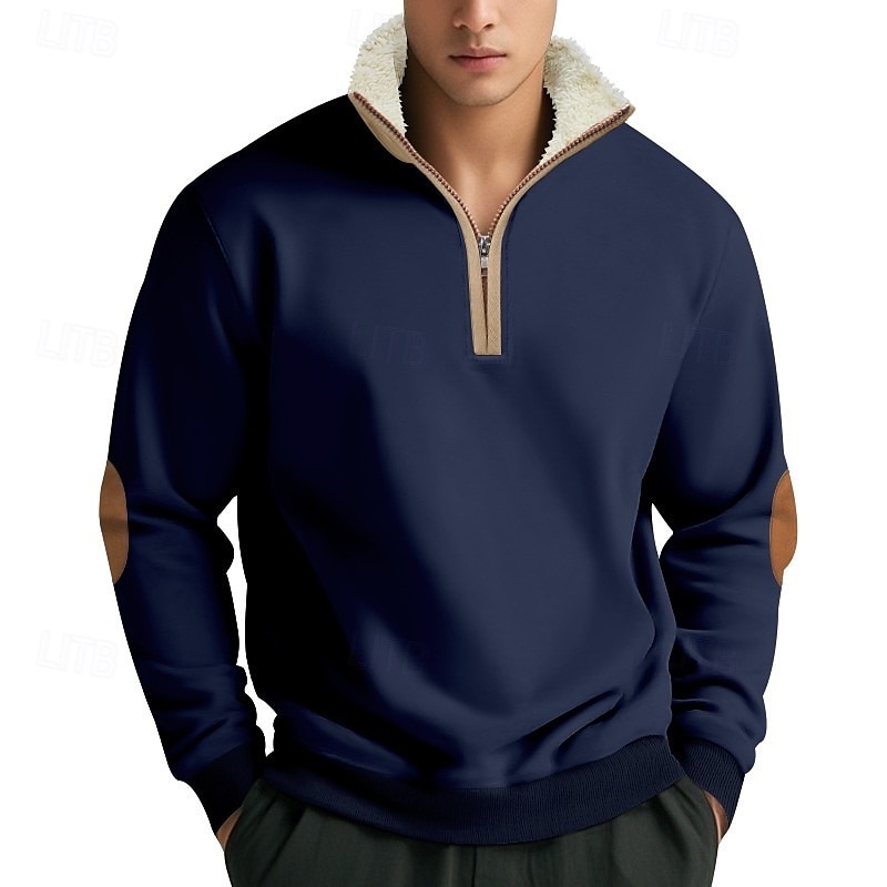 Bărbați Pulover cu glugă cu glugă Hanorac cu fermoar Negru Bleumarin Kaki Gri Deschis Gri Închis Guler în picioare Simplu Buzunar frontal Quarter Zip Sporturi & Exterior Casual Zilnic Șic Strad 2025 - $27.99 –P3