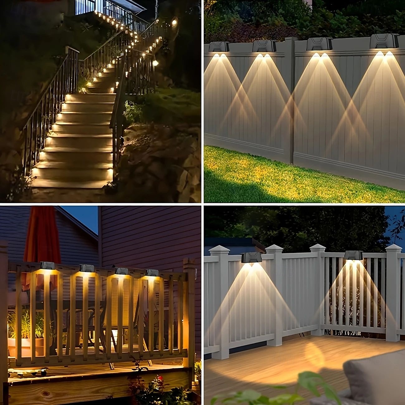 4/8 pezzi di luci solari da esterno per recinzione da giardino, impermeabili, a LED, da parete, per scale, da giardino, patio, balcone, illuminazione decorativa del 2025 a $19.99 –P7