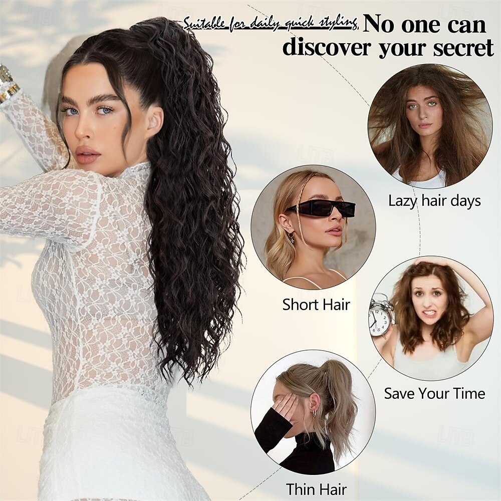 Ponytail Extension Claw Clip Ponytail Extension 26 Inch Long Dark Brown Curly Clip in Pony Tails Hair Extensions Synthetic Layered Fluffy Hairpieces for Women 2026 - $19.49 –P5