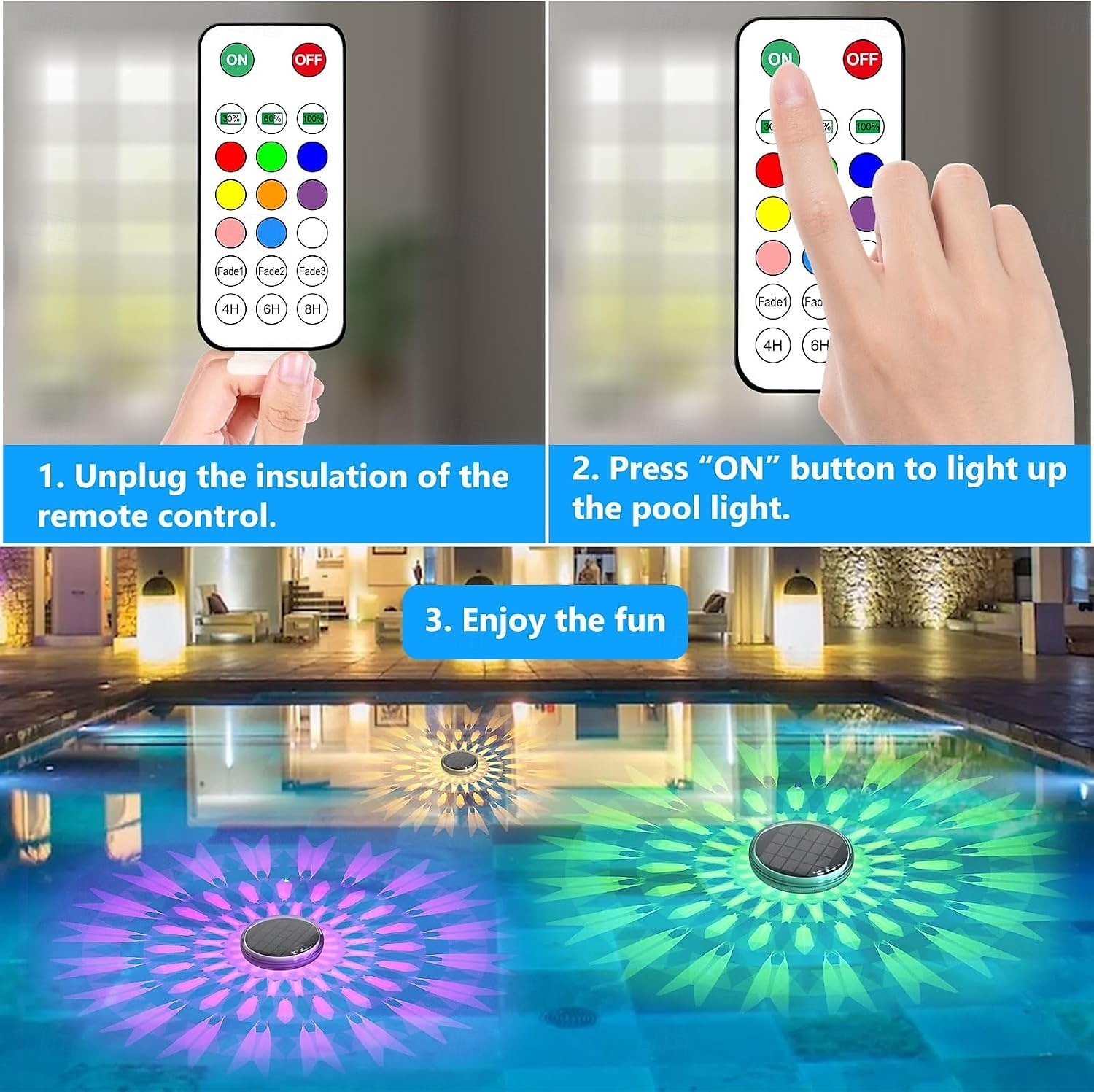 Solar Rechargeable Floating Pool Lights That Float with Remote Control 9 Lighting Timing Mode Waterproof for Inground Pool Bathroom Bathtub Pool Party 2025 - $46.76 –P8