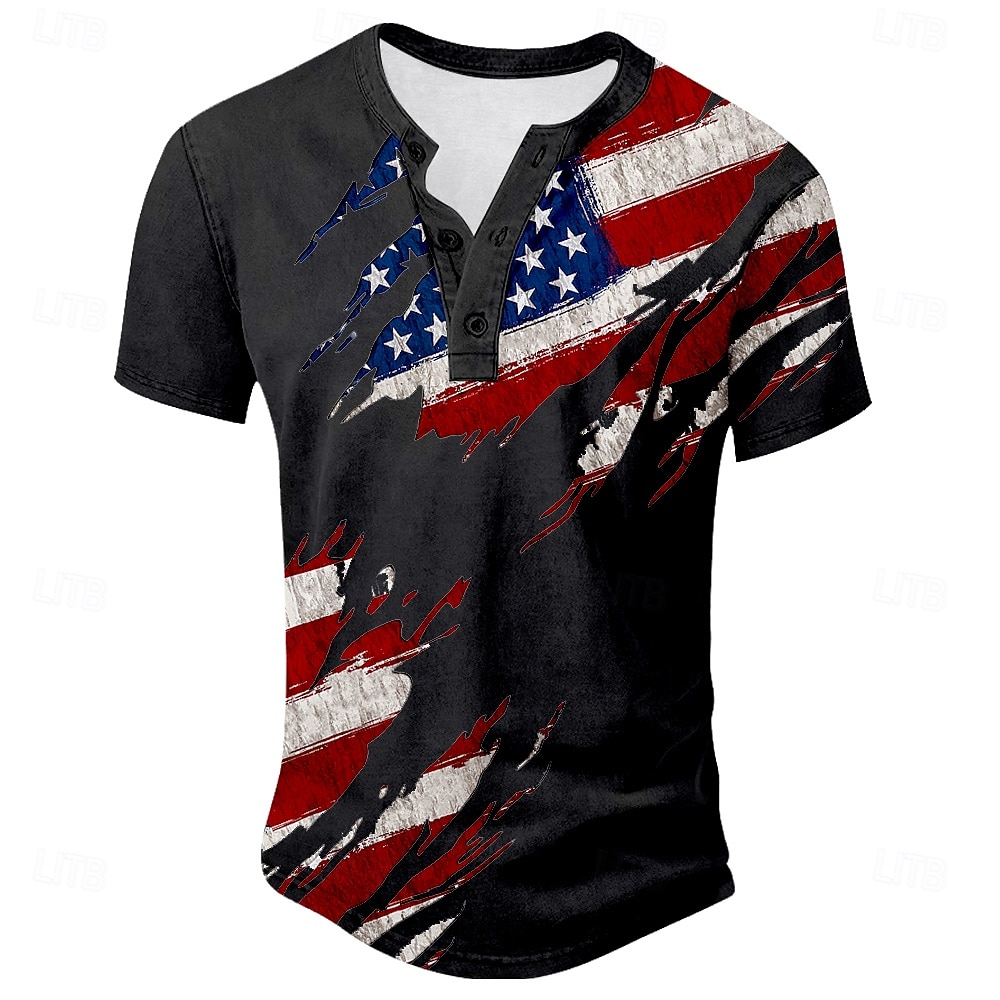 4. Juli 2026 250. Memorialtag Herren 3D-Druck Henley Kurzarm T-Shirt Freizeit Alltag Sport Street 2026 - $22.99 –P1