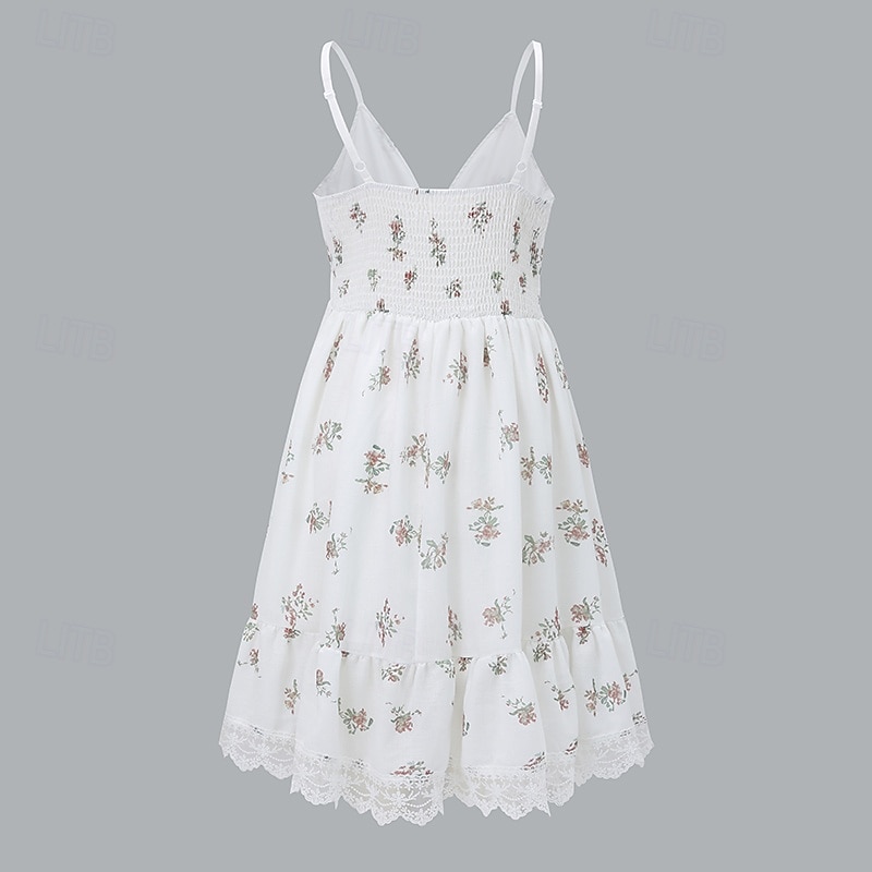 Dames Mini-jurk Bloemetjesjurk Slipdress Boho-jurk Jurk met print Modieus Modern Vakantie Feestdagen Uitgaan Normale pasvorm Bloem Mouwloos Spaghettibandjes Wit Zomer 2025 - €32.92 –P2