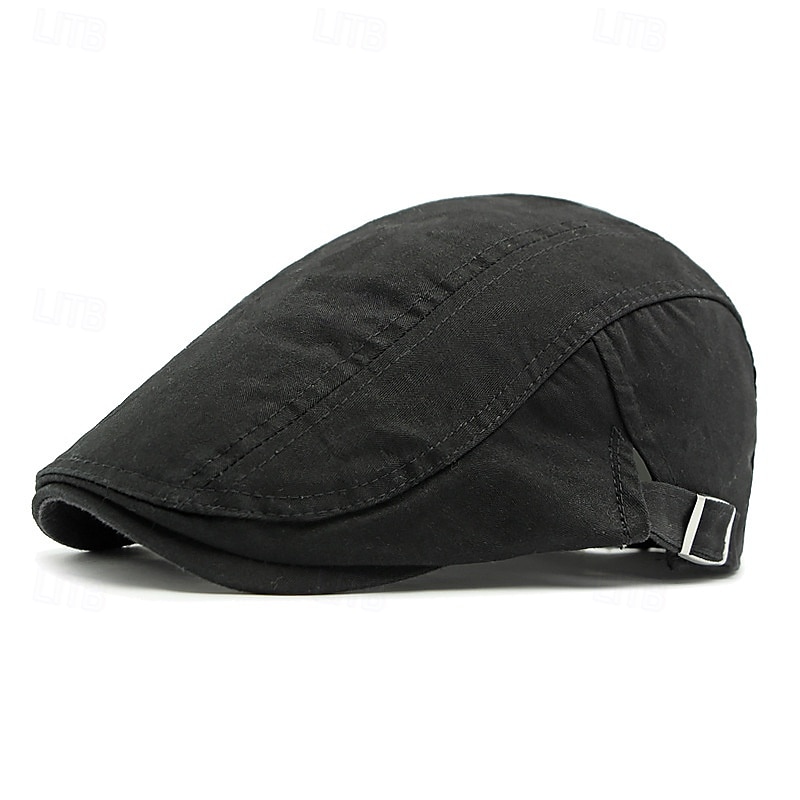 Men's Flat Cap Ascot Hat Newsboy Hat Black Navy Blue 100% Cotton Fashion Casual Street Daily Plain Adjustable Sunscreen Breathable 2025 - $8.99 –P2
