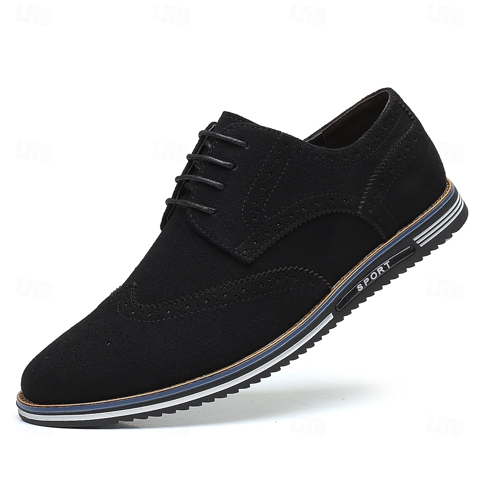 Zapatos oxford de piel sintética marrón caramelo para hombre con detalles brogue: zapatos elegantes e informales con cordones para el trabajo, citas y uso diario. 2025 - $42.99 –P3