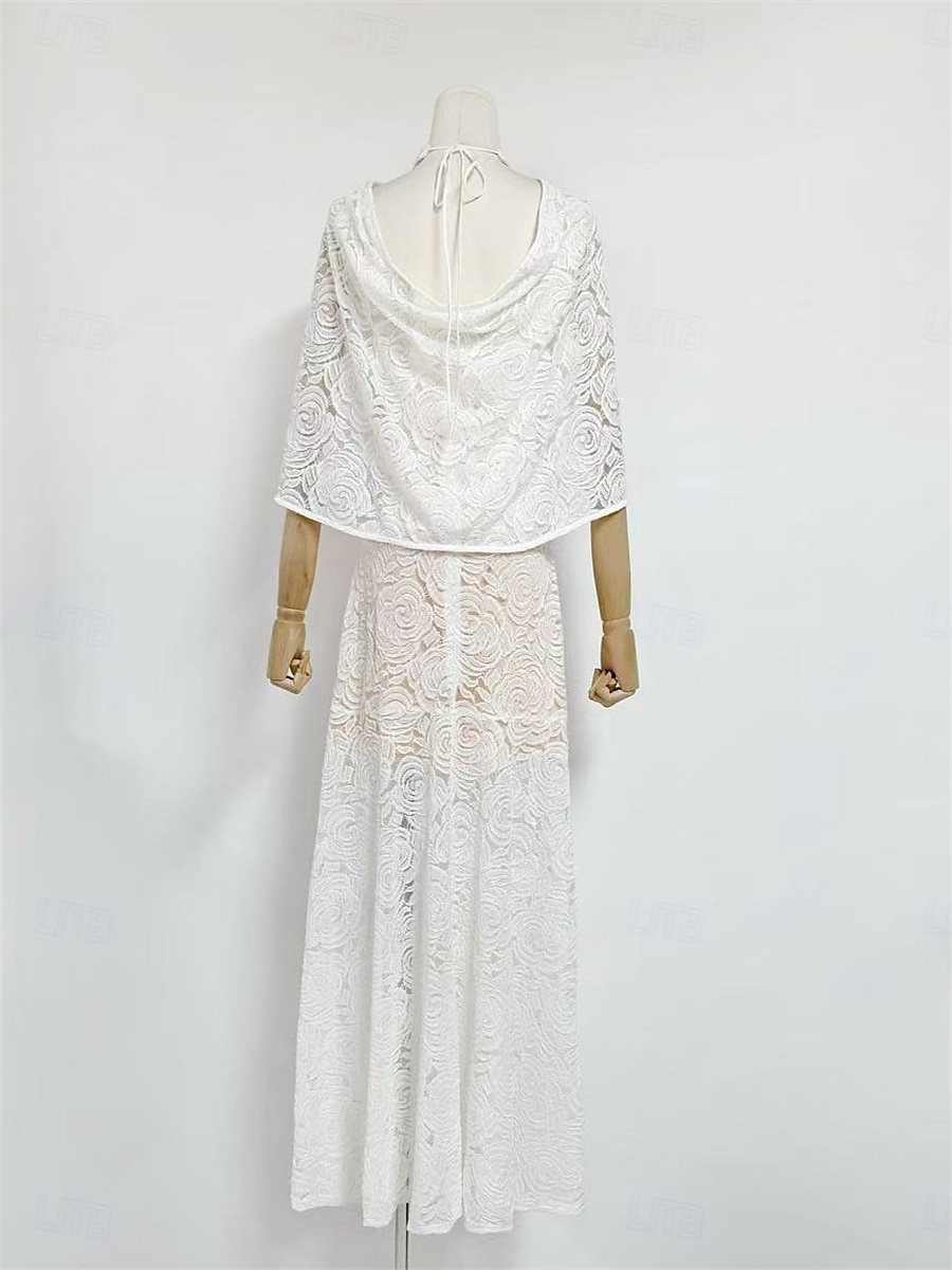 Sirène / Trompette Robe de Soirée Élégant Robe Formel Mariage Longueur au sol Manche Courte Col haut Dentelle avec Châle 2025 de 2025 ? $129.99 –P10