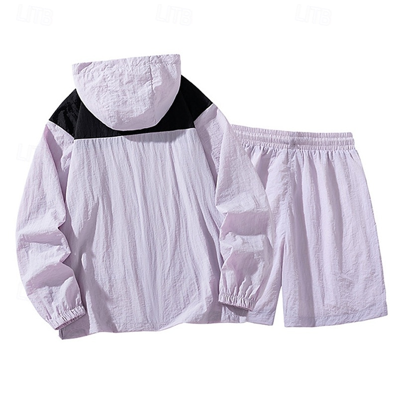Hombre Tracksuit Conjunto deportivo 2 Piezas Deportivo Manga Larga Protección Solar Transpirable Secado rápido Ropa de deporte Ropa de Deporte Bloque de color Rosa Azul Morado 2025 - $30.99 –P10