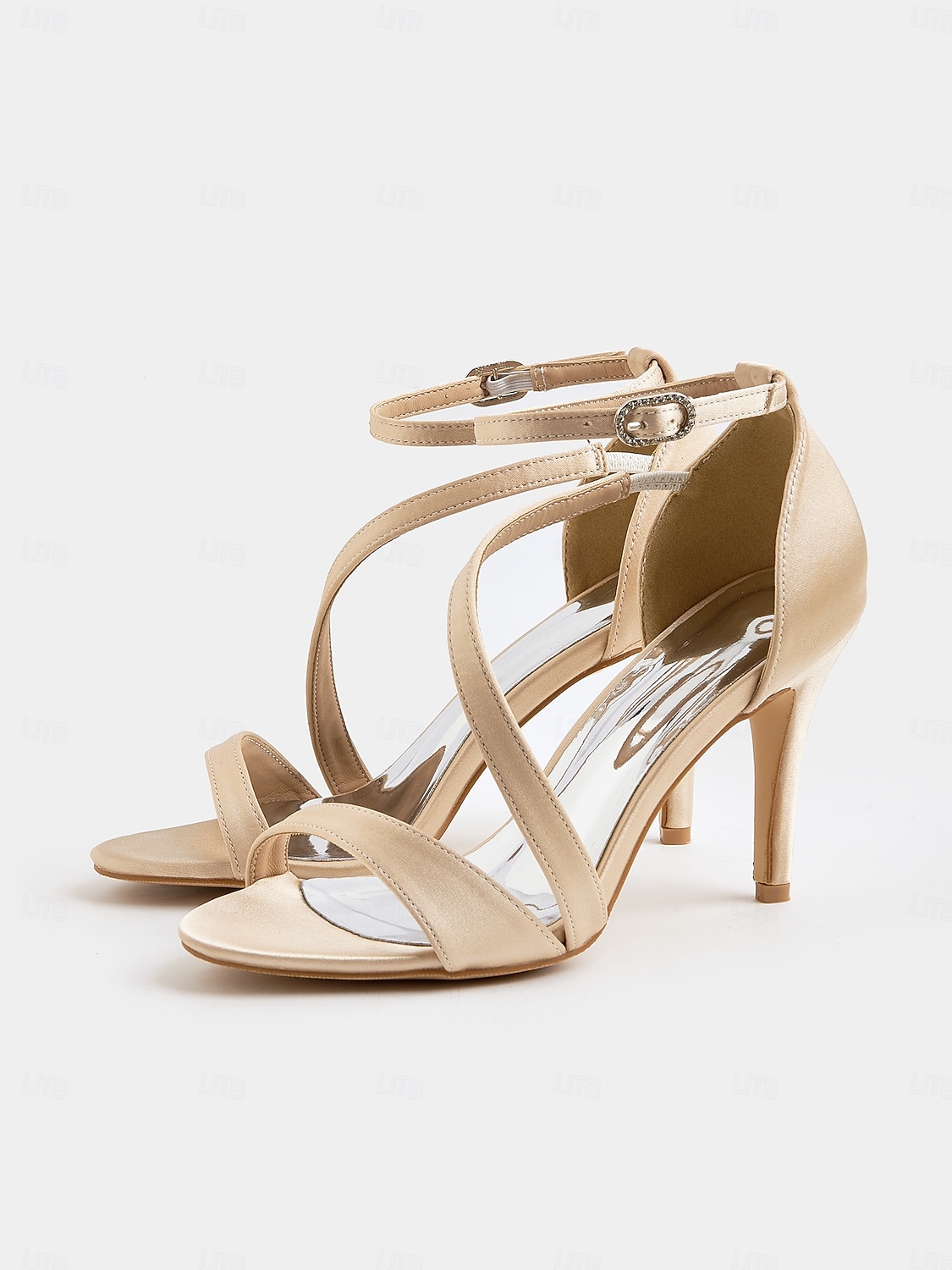 элегантные атласные туфли на каблуке с открытым носком для женщин - удобная шпилька с ремешком на щиколотке, идеально подходят для вечерних мероприятий 2026 - $54.99 –P2