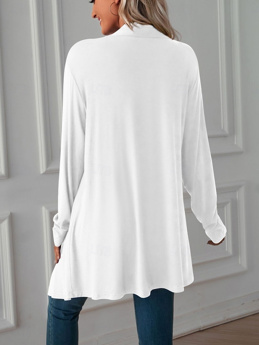 Women's Casual Jacket Breathable Comfortable Oversized Casual Plain Vacation Street Casual Daily Wear Open Front Long Collarless Regular Fit 3/4 Length Sleeve Outerwear White Pink Wine Summer Spring 2025 - $22.99 –P14
