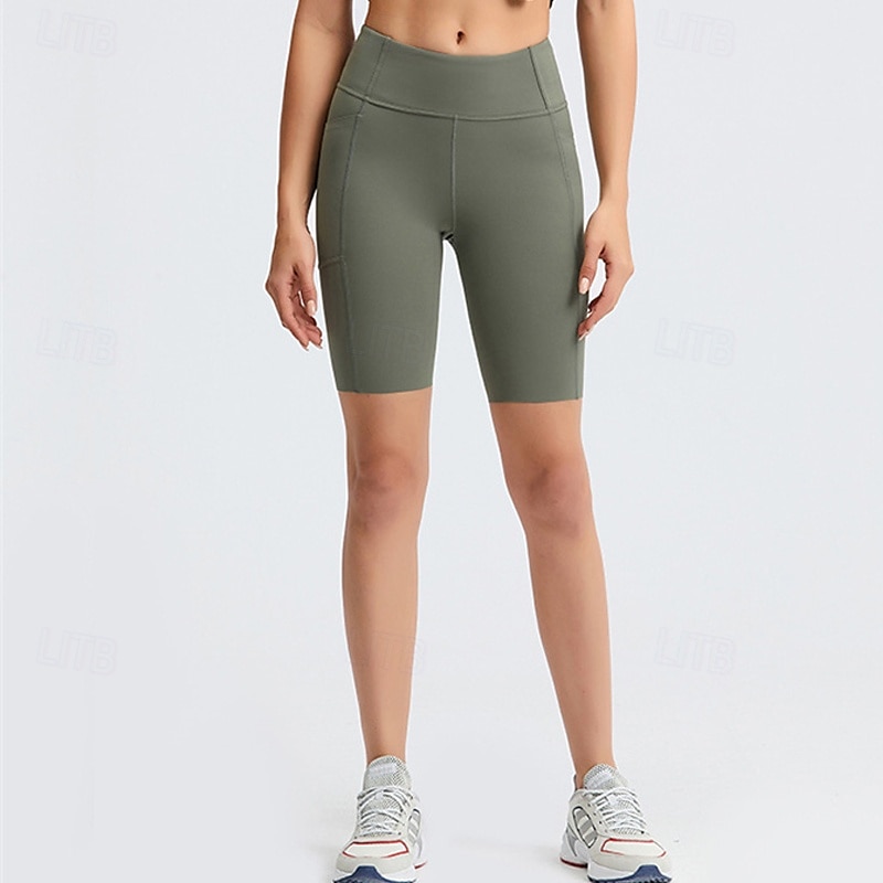 Dam Shorts Damasker Streetwear Ledigt Knelängd Hög midja Slät Elastisk midja Mateial som andas Elastisk Semester Gata Dagliga kläder Svart Blå Grön Ljusgrå Sommar Normal 2025 - $20.99 –P2
