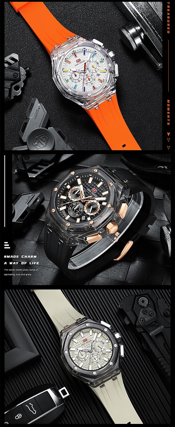 2026年 MINI FOCUS メンズ クォーツ 時計 ラグジュアリー 大ダイヤル ビジネス 腕時計 蛍光 カレンダー 日付 週 防水 シリコン ジェル 時計  コレクション – $58.99 –P14