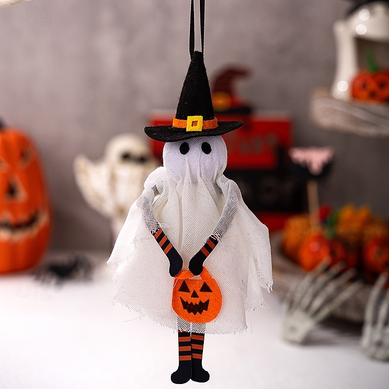 Λούτρινα κρεμαστά στολίδια για το Halloween, χαριτωμένη διακόσμηση κρανίου φαντάσματος μαύρης γάτας με κολοκύθα για πάρτι στο σπίτι, μικρή απαλή διακόσμηση τοίχου για το Halloween 2025 - $6.49 –P10