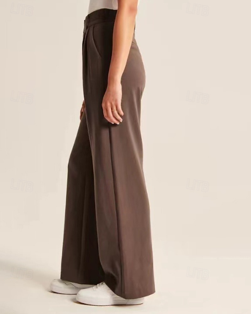 Per donna Gamba larga Pantaloni Eleganti Streetwear Casual Lunghezza intera Naturale Semplice Tasca Elastico in vita Comodo All'aperto Confortevole Vacanza Uscire blu navy Aalbicocca Grigio Nero del 2025 a $20.99 –P6